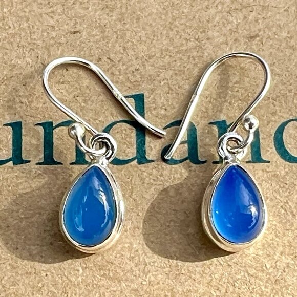 Sundance $98 NEW 1" Blue Chalcedony Sterling Silver Handmade Teardrop Earrings - Picture 2 of 10